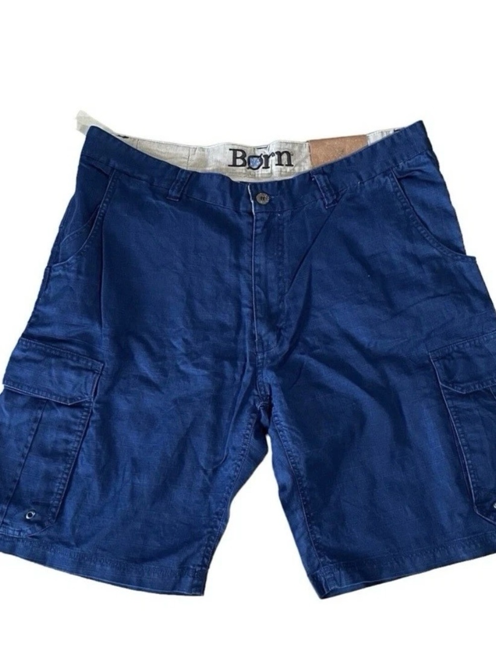 mens Baltic BORN linen shorts navy blue sz 36 Cargo Shorts NWT